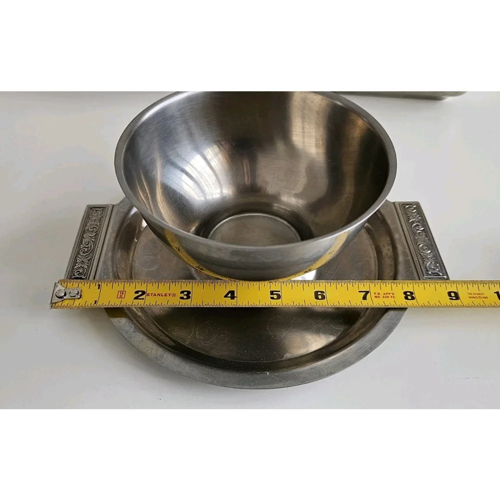 Vintage International Decorator Japan Stainless Steel Serving Dish Set w Handles